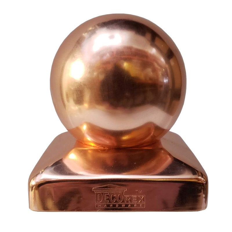 Decorex Hardware Solid Copper Ball Post Cap for 4x4 Wood Posts (3.5" x 3.5") â€“ Heavy 20-Gauge Real Copper Outdoor Fence & Deck Post Cap â€“ Rust-Free Decorative Ball Top â€“ Decorex Hardware - Image 1